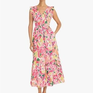 Maggy London Floral Pink Maxi Dress